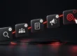 Yeni bir markanın reklam yayını öncesindeki kontrol adımlarını simgeleyen kartlar